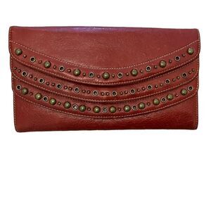 New Nordstrom red leather clutch
